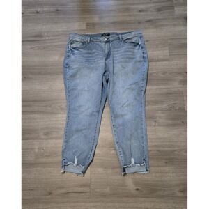 Judy Blue Los Angeles Jeans Women's Plus Size 24W Blue Distressed Denim Fray Hem